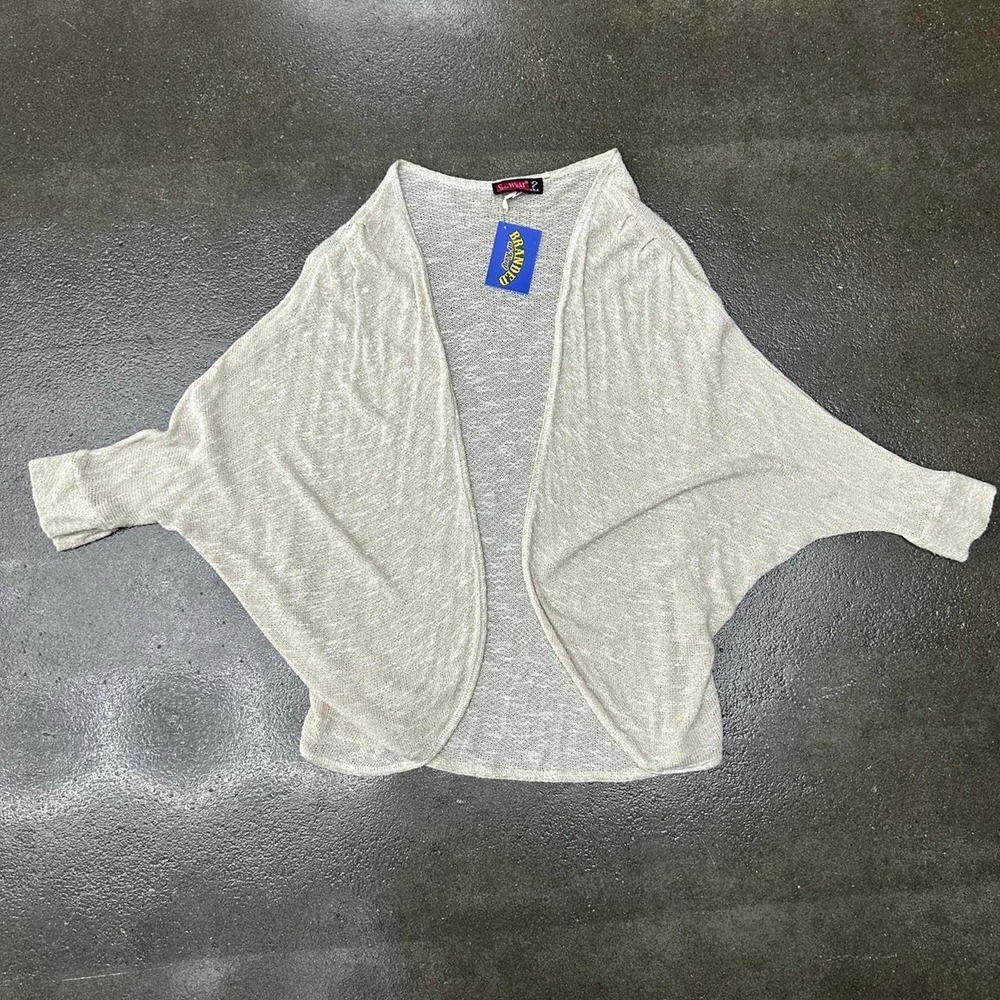 Vintage Say What USA Size Medium White Thin Shawl Billowed Cardigan